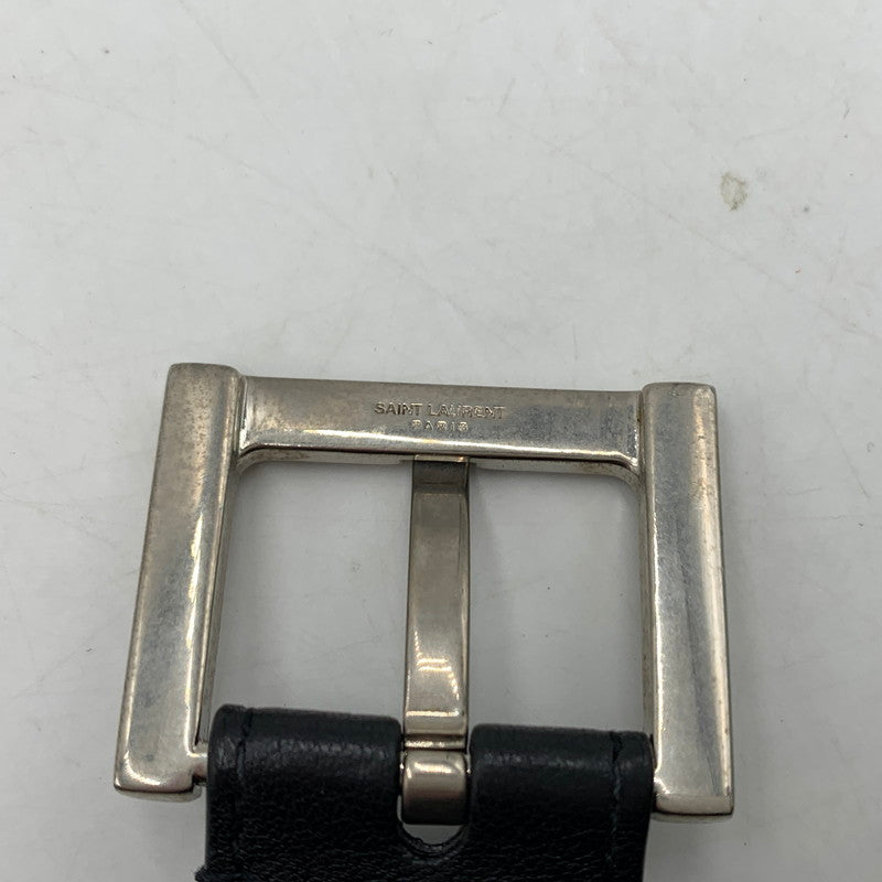 【中古品】【レディース】 SANINT LAURENT サンローラン WOMEN's CASSANDRE BELT 554465BOO0N1000 スクエアバックル モノグラム ナローベルト アクセサリー 183-260503-ko-15-tei サイズ：本体のみ カラー：ブラック 万代Net店