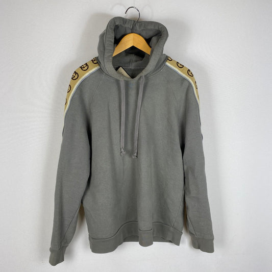 【現状渡し品】【メンズ】 GUCCI グッチ 21AW GG LINE COTTON HOODIE 596230 GGライン コットン フーディー トップス プルオーバーパーカー 141-260413-ks-13-tei サイズ：1 カラー：グレー 万代Net店