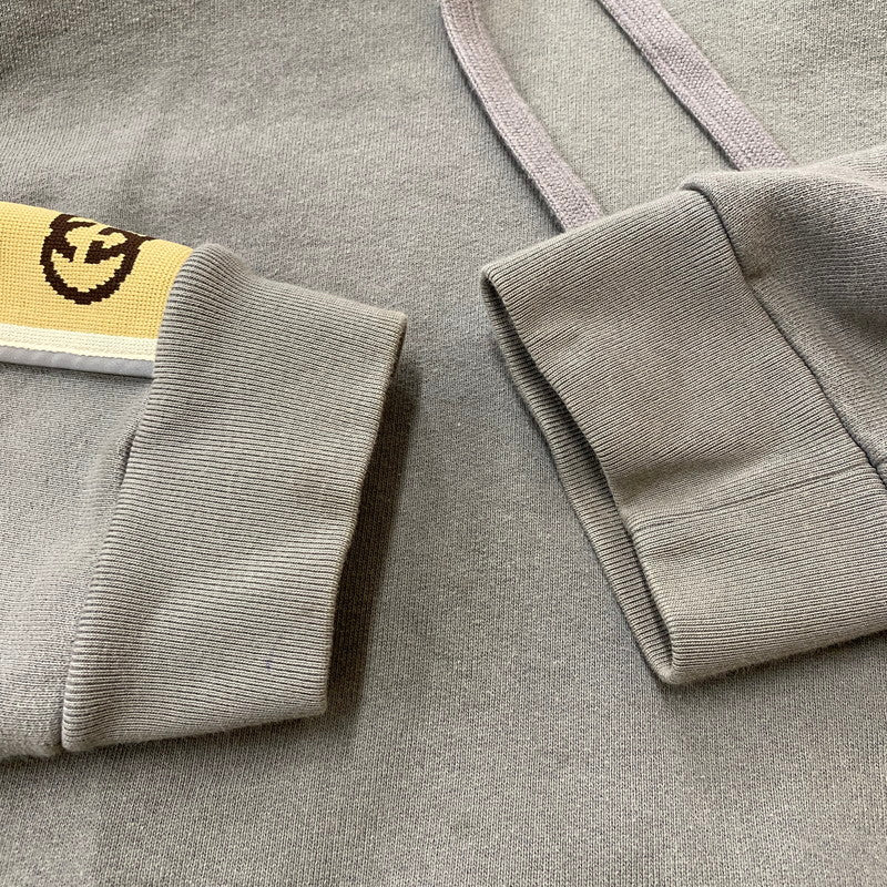【現状渡し品】【メンズ】 GUCCI グッチ 21AW GG LINE COTTON HOODIE 596230 GGライン コットン フーディー トップス プルオーバーパーカー 141-260413-ks-13-tei サイズ：1 カラー：グレー 万代Net店