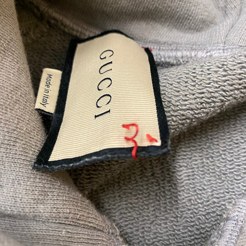【現状渡し品】【メンズ】 GUCCI グッチ 21AW GG LINE COTTON HOODIE 596230 GGライン コットン フーディー トップス プルオーバーパーカー 141-260413-ks-13-tei サイズ：1 カラー：グレー 万代Net店
