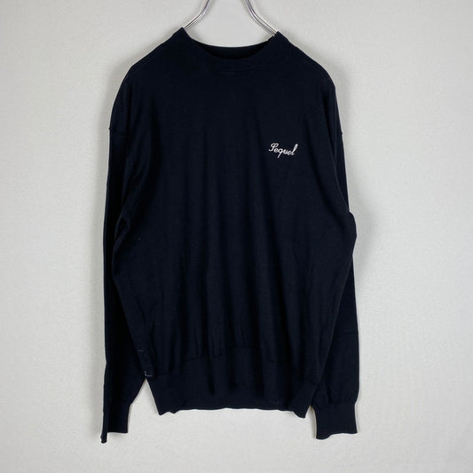 【中古品】【メンズ】 SEQUEL シークエル 25SS LOGO CREW NECK COTTON SWEATER ロゴ クルーネック コットンセーター 長袖 トップス 142-260413-ks-04-tei サイズ：S カラー：ブラック 万代Net店