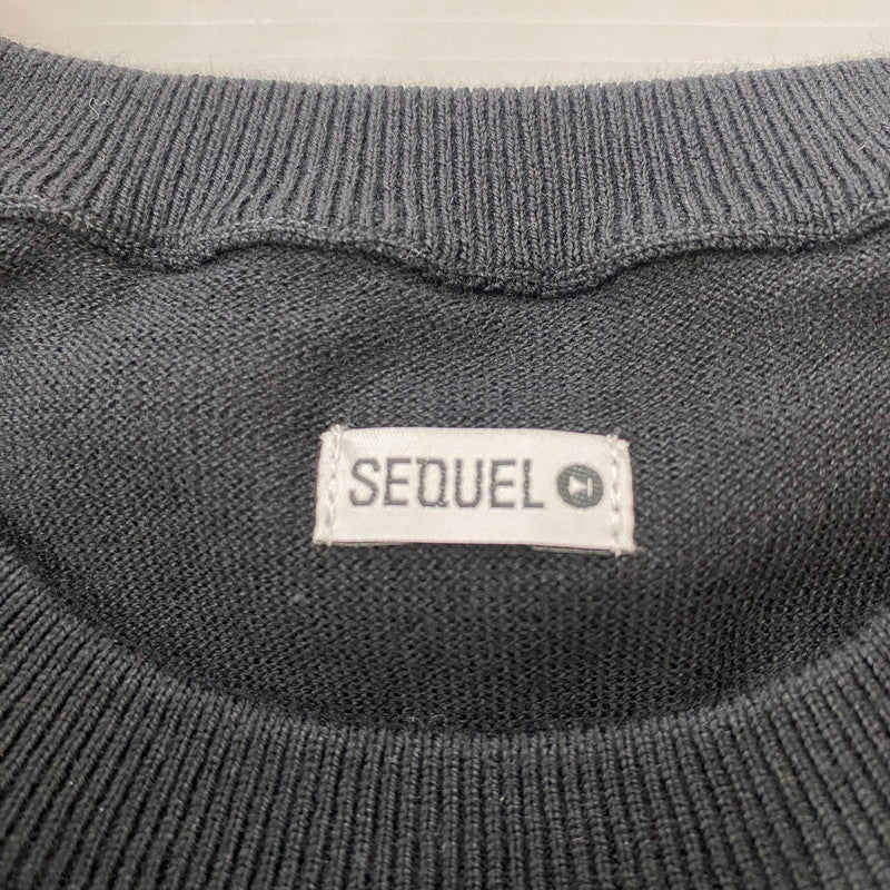 【中古品】【メンズ】 SEQUEL シークエル 25SS LOGO CREW NECK COTTON SWEATER ロゴ クルーネック コットンセーター 長袖 トップス 142-260413-ks-04-tei サイズ：S カラー：ブラック 万代Net店