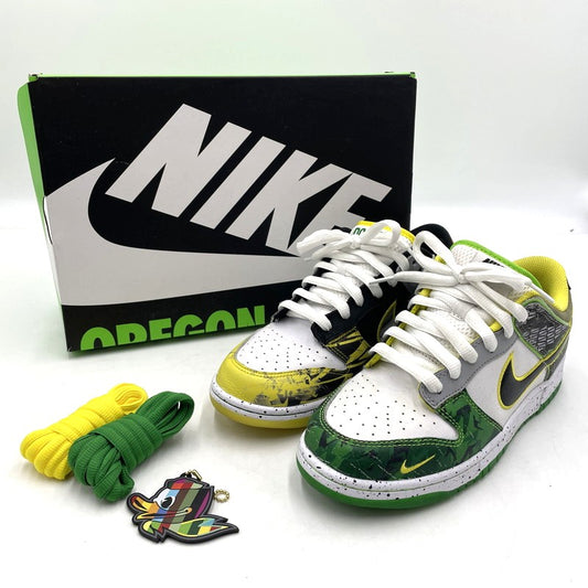 【中古品】【メンズ】 NIKE ナイキ × DIVISION STREET ディビジョンストリート 別注 コラボ DUNK LOW PREM ”WHAT THE DUCKS AWAY” HV1454-100 ダンク ロー ワットザダック アウェイ スニーカー 靴 160-260415-yo-05-tei サイズ：26.5cm カラー：グリーン/イエロー 万代Net店