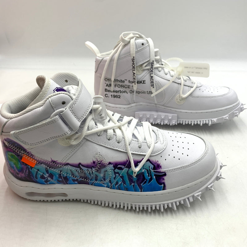 【中古品】【メンズ】 NIKE ナイキ × OFF-WHITE オフホワイト 別注 コラボ AIR FORCE 1 MID GRAFFITI DR0500-100 エアフォース1 ミッド スニーカー 靴 シューズ 160-260627-ko-03-tei サイズ：29cm カラー：ホワイト 万代Net店