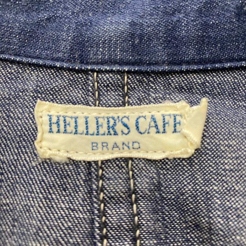 【中古品】【メンズ】 HELLER'S CAFÉ ヘラーズ カフェ DENIM COVERALL JACKET デニム カバーオール ジャケット ライトアウター 145-260410-ks-01-tei サイズ：36 カラー：インディゴ 万代Net店