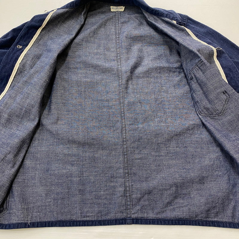 【中古品】【メンズ】 HELLER'S CAFÉ ヘラーズ カフェ DENIM COVERALL JACKET デニム カバーオール ジャケット ライトアウター 145-260410-ks-01-tei サイズ：36 カラー：インディゴ 万代Net店