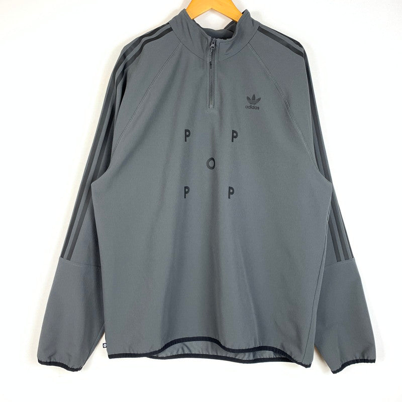 【中古品】【メンズ】 adidas アディダス × POP ポップ 別注 コラボ THERMAL LONG SLEEVE JERSEY HN9132 サーマル ロングスリーブ ジャージー トップス トラック ハーフジップジャケット 148-260410-ko-12-tei サイズ：L カラー：グレー 万代Net店