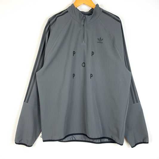 【中古品】【メンズ】 adidas アディダス × POP ポップ 別注 コラボ THERMAL LONG SLEEVE JERSEY HN9132 サーマル ロングスリーブ ジャージー トップス トラック ハーフジップジャケット 148-260410-ko-12-tei サイズ：L カラー：グレー 万代Net店