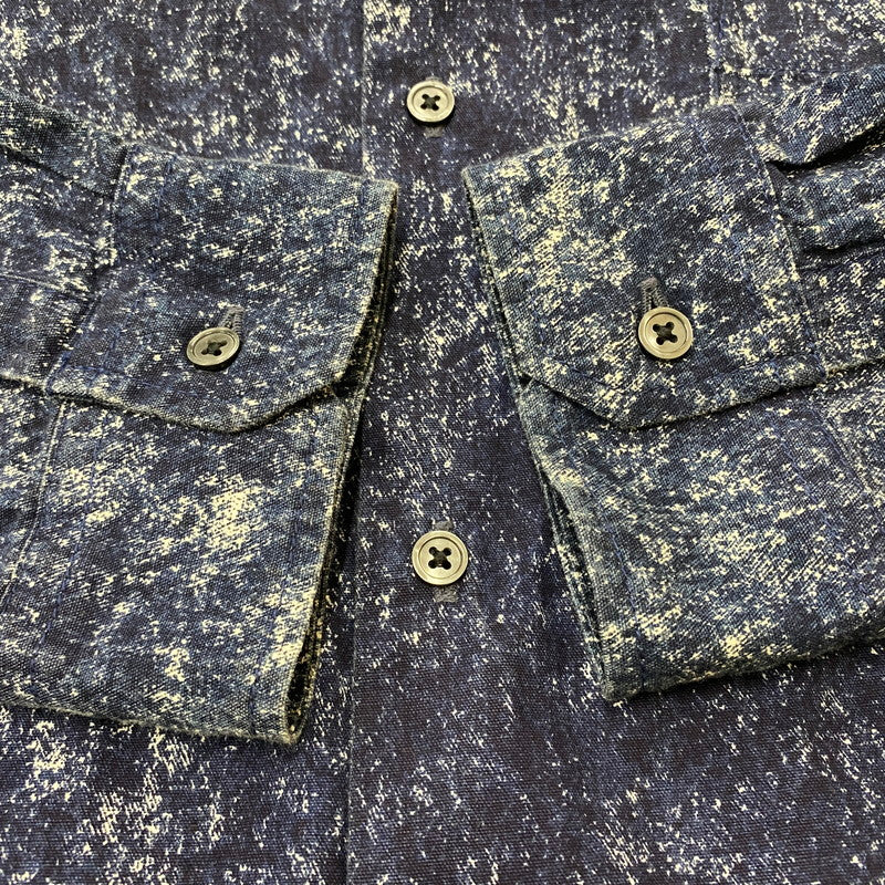 【中古品】【メンズ】 uniform experiment ユニフォームエクスペリメント 25SS INDIGO PRINT DRAWCORD SHIRT UE-250008 インディゴ プリント ドローコード シャツ 長袖 トップス 142-260413-ks-07-tei サイズ：4 カラー：総柄 万代Net店
