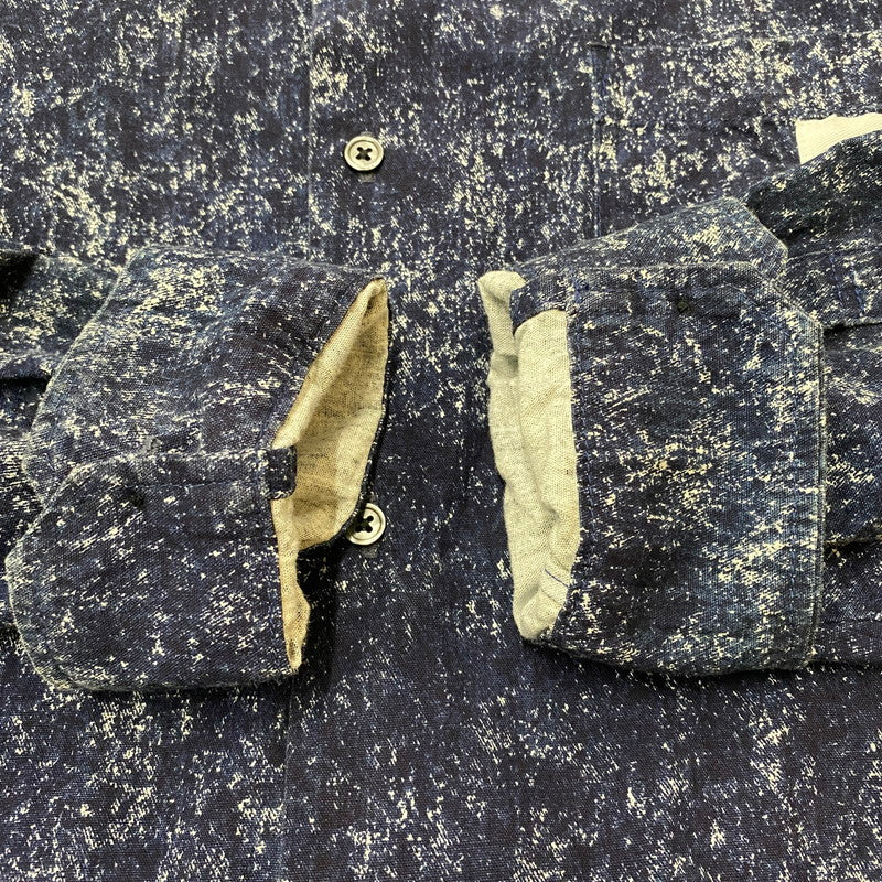 【中古品】【メンズ】 uniform experiment ユニフォームエクスペリメント 25SS INDIGO PRINT DRAWCORD SHIRT UE-250008 インディゴ プリント ドローコード シャツ 長袖 トップス 142-260413-ks-07-tei サイズ：4 カラー：総柄 万代Net店