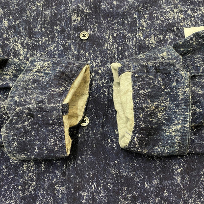 【中古品】【メンズ】 uniform experiment ユニフォームエクスペリメント 25SS INDIGO PRINT DRAWCORD SHIRT UE-250008 インディゴ プリント ドローコード シャツ 長袖 トップス 142-260413-ks-07-tei サイズ：4 カラー：総柄 万代Net店