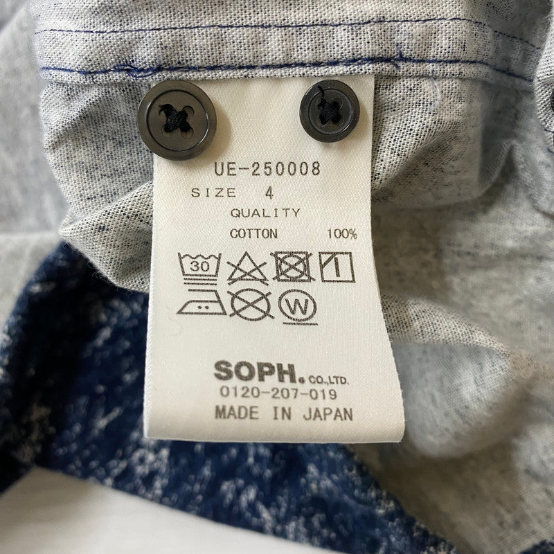 【中古品】【メンズ】 uniform experiment ユニフォームエクスペリメント 25SS INDIGO PRINT DRAWCORD SHIRT UE-250008 インディゴ プリント ドローコード シャツ 長袖 トップス 142-260413-ks-07-tei サイズ：4 カラー：総柄 万代Net店