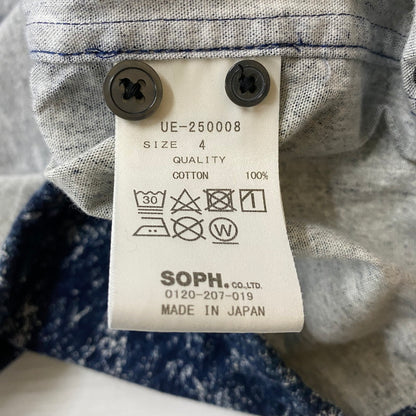 【中古品】【メンズ】 uniform experiment ユニフォームエクスペリメント 25SS INDIGO PRINT DRAWCORD SHIRT UE-250008 インディゴ プリント ドローコード シャツ 長袖 トップス 142-260413-ks-07-tei サイズ：4 カラー：総柄 万代Net店