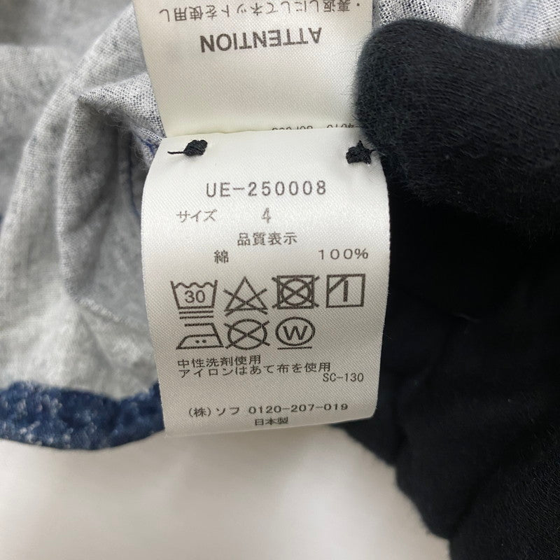 【中古品】【メンズ】 uniform experiment ユニフォームエクスペリメント 25SS INDIGO PRINT DRAWCORD SHIRT UE-250008 インディゴ プリント ドローコード シャツ 長袖 トップス 142-260413-ks-07-tei サイズ：4 カラー：総柄 万代Net店