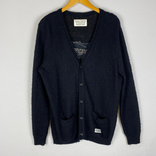 【中古品】【メンズ】 16AW EMBROIDERY BABY ALPACA KNIT CARDIGAN 16FW-WMK-KN22 エンブロイダリー ベビーアルパカ ニット カーディガン 長袖 トップス 140-260413-ks-05-fuzh サイズ：L カラー：ブラック 万代Net店