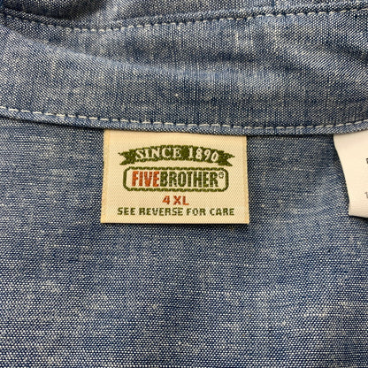 【中古品】【メンズ】 FIVE BROTHER ファイブブラザー 90's WORK L/S SHIRT 90年代 ワーク ロングスリーブ シャツ トップス ビッグシルエットシャツ 145-260419-ko-21-tei サイズ：4XL カラー：インディゴ 万代Net店