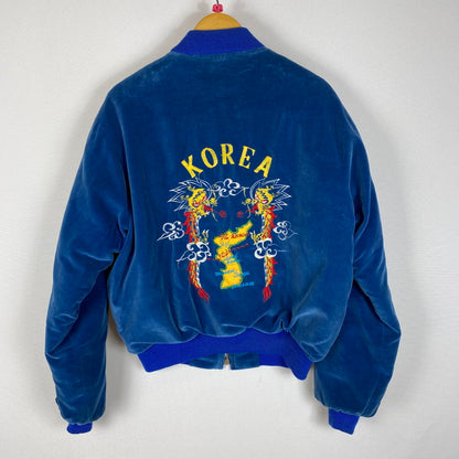 【中古品】【メンズ】 USED 70's VELOUR STADIUM JACKET VINTAGE 70年代 ベロア スタジアムジャケット アウター ヴィンテージ スーベニアジャケット 145-260418-ks-05-tei サイズ：表記サイズ無し カラー：ブルー 万代Net店