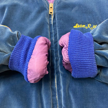 【中古品】【メンズ】 USED 70's VELOUR STADIUM JACKET VINTAGE 70年代 ベロア スタジアムジャケット アウター ヴィンテージ スーベニアジャケット 145-260418-ks-05-tei サイズ：表記サイズ無し カラー：ブルー 万代Net店