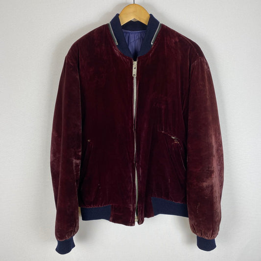 【ジャンク品】【メンズ】 USED 50's VELOUR STADIUM JACKET VINTAGE 50年代 ベロア スタジアム ジャケット アウター ヴィンテージ スーベニアジャケット 145-260418-ks-06-tei サイズ：表記サイズ無し カラー：ボルドー 万代Net店