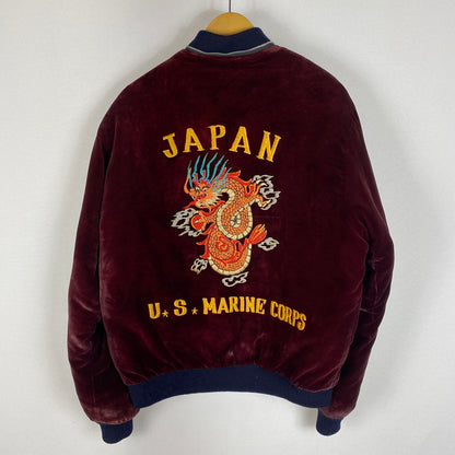 【ジャンク品】【メンズ】 USED 50's VELOUR STADIUM JACKET VINTAGE 50年代 ベロア スタジアム ジャケット アウター ヴィンテージ スーベニアジャケット 145-260418-ks-06-tei サイズ：表記サイズ無し カラー：ボルドー 万代Net店