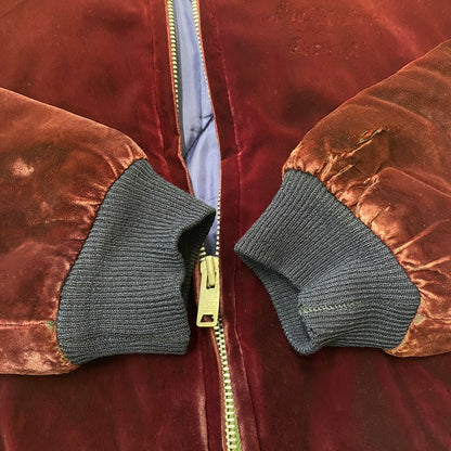 【ジャンク品】【メンズ】 USED 50's VELOUR STADIUM JACKET VINTAGE 50年代 ベロア スタジアム ジャケット アウター ヴィンテージ スーベニアジャケット 145-260418-ks-06-tei サイズ：表記サイズ無し カラー：ボルドー 万代Net店