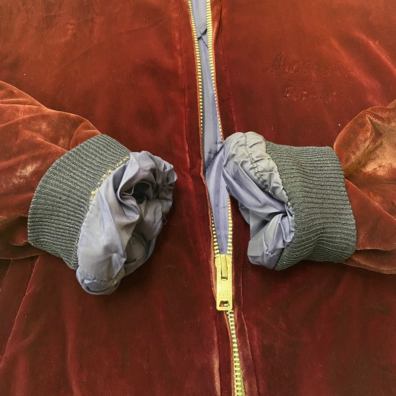 【ジャンク品】【メンズ】 USED 50's VELOUR STADIUM JACKET VINTAGE 50年代 ベロア スタジアム ジャケット アウター ヴィンテージ スーベニアジャケット 145-260418-ks-06-tei サイズ：表記サイズ無し カラー：ボルドー 万代Net店