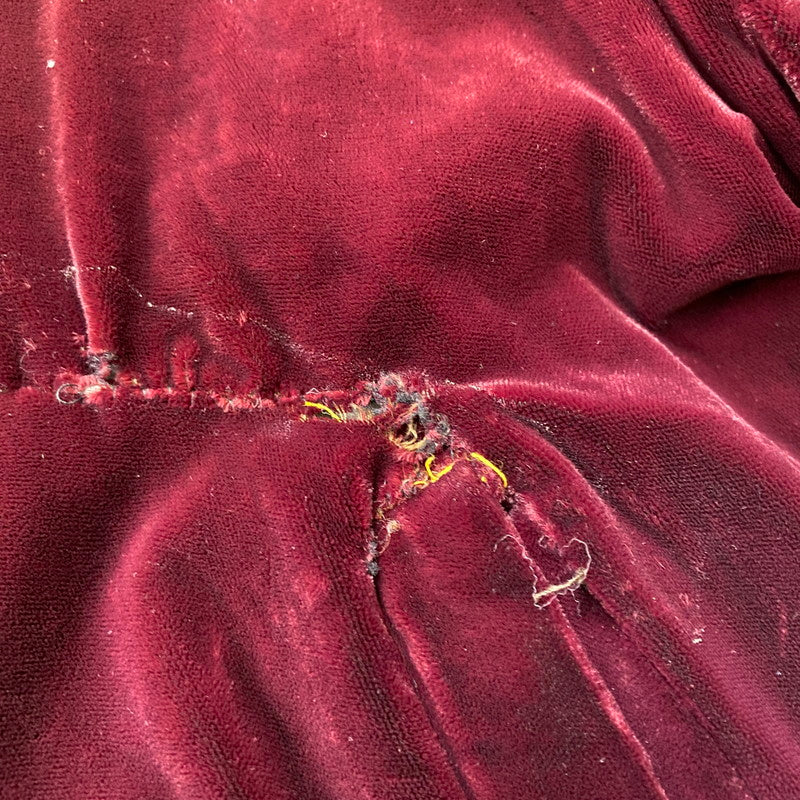 【ジャンク品】【メンズ】 USED 50's VELOUR STADIUM JACKET VINTAGE 50年代 ベロア スタジアム ジャケット アウター ヴィンテージ スーベニアジャケット 145-260418-ks-06-tei サイズ：表記サイズ無し カラー：ボルドー 万代Net店
