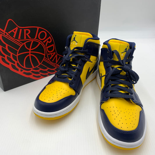 【中古品】【メンズ】 NIKE ナイキ AIR JORDAN 1 MID MICHIGAN エアジョーダン1 ミッド スニーカー 靴 シューズ 160-260711-ko-04-tei サイズ：27.5cm カラー：イエローネイビー 万代Net店