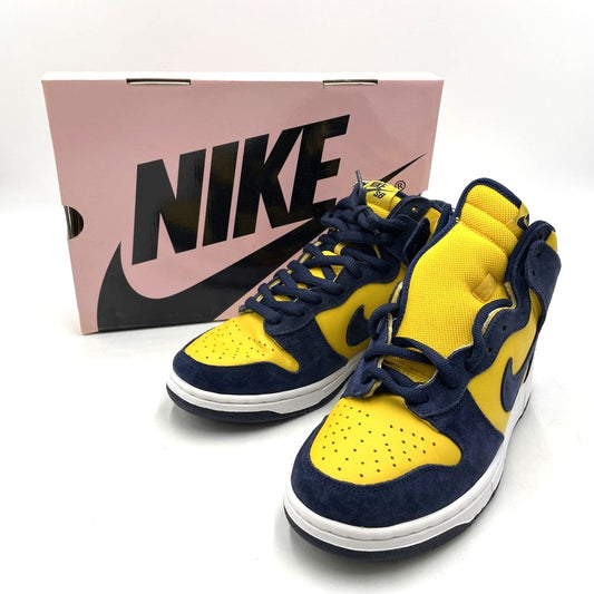 【中古品】【メンズ】 NIKE SB ナイキ スケートボーディング 05年製 DUNK HIGH 20TH ANNIVERSARY "MICHIGAN" 305050-741 ダンク ハイ 20周年記念 ミシガン スニーカー 靴 シューズ 160-260415-yo-01-tei サイズ：27cm カラー：イエロー/ネイビー 万代Net店