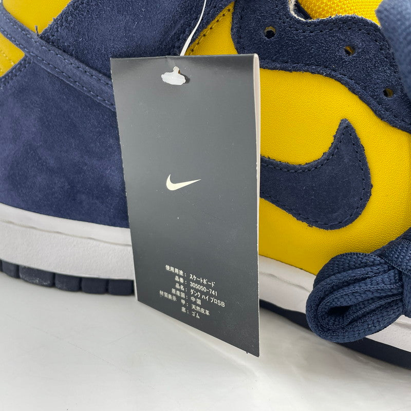 【中古品】【メンズ】 NIKE SB ナイキ スケートボーディング 05年製 DUNK HIGH 20TH ANNIVERSARY "MICHIGAN" 305050-741 ダンク ハイ 20周年記念 ミシガン スニーカー 靴 シューズ 160-260415-yo-01-tei サイズ：27cm カラー：イエロー/ネイビー 万代Net店