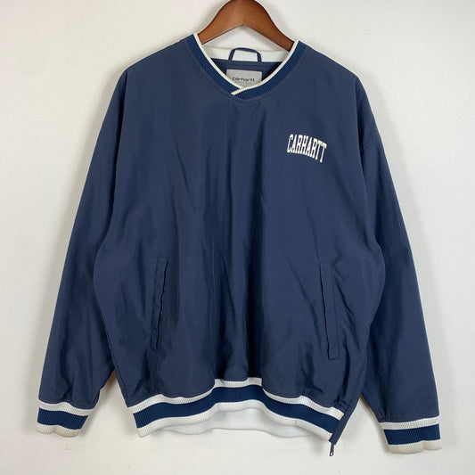 【中古品】【メンズ】 Carhartt WIP カーハートワークインプログレス DIVISION SCRIPT COACH PULLOVER I023625 ディビジョン スクリプト コーチプルオーバー アウター コーチジャケット 145-260419-ko-15-tei サイズ：M カラー：ネイビー 万代Net店