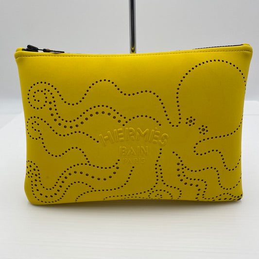 【現状渡し品】【メンズ】 HERMES エルメス NEOBAN PURP FICTION POUCH ネオバン プルプフィクション ポーチ カバン ハンドバッグ 180-260529-ks-07-tei サイズ：本体のみ/内部汚れ有 カラー：イエロー 万代Net店