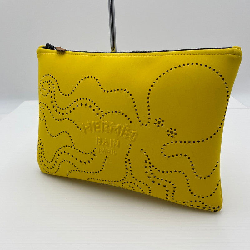 【現状渡し品】【メンズ】 HERMES エルメス NEOBAN PURP FICTION POUCH ネオバン プルプフィクション ポーチ カバン ハンドバッグ 180-260529-ks-07-tei サイズ：本体のみ/内部汚れ有 カラー：イエロー 万代Net店