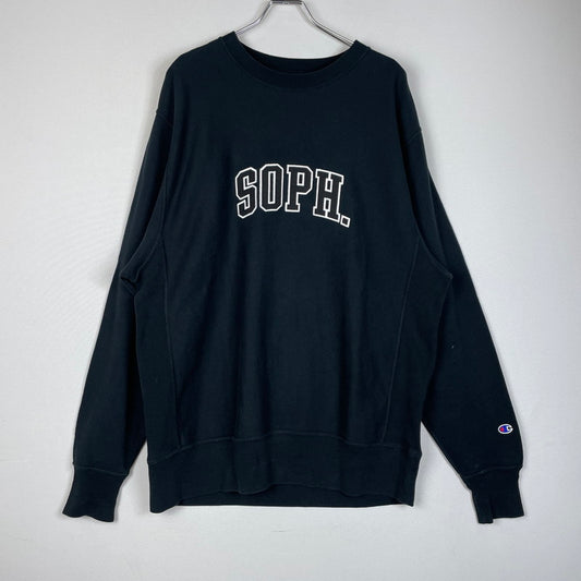 【中古品】【メンズ】 SOPHNET. ソフネット × CHAMPION チャンピオン 別注 コラボ REVERSE WEAVE CREWNECK SWEAT C8-Z009 リバースウィーブ クルーネック スウェット 長袖 トップス トレーナー 142-260413-yo-06-tei サイズ：L カラー：ブラック 万代Net店