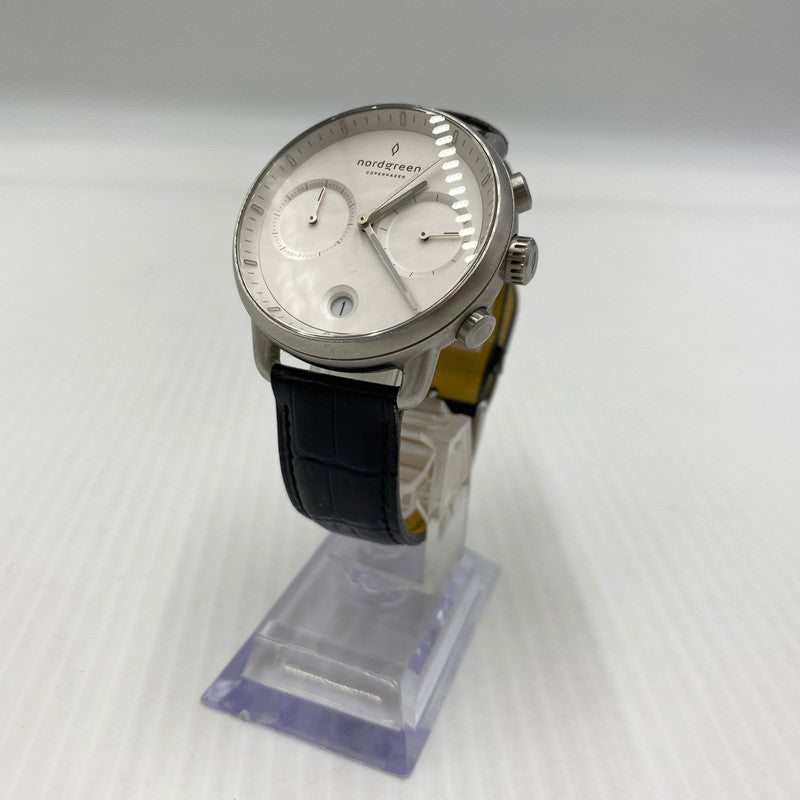 【中古品】【メンズ】 NORDGREEN ノードグリーン PIONEER 316L STAINLESS CHRONOGRAPH パイオニア 316Lステンレス クロノグラフ クォーツ 腕時計 197-260808-yo-13-tei カラー：シルバー 万代Net店