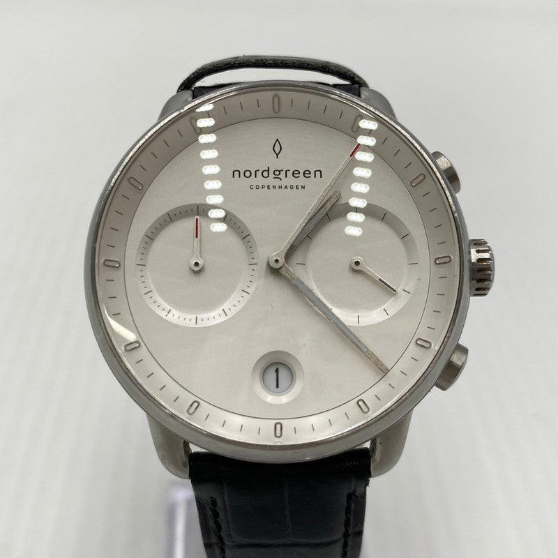 【中古品】【メンズ】 NORDGREEN ノードグリーン PIONEER 316L STAINLESS CHRONOGRAPH パイオニア 316Lステンレス クロノグラフ クォーツ 腕時計 197-260808-yo-13-tei カラー：シルバー 万代Net店