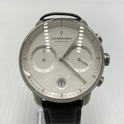 【中古品】【メンズ】 NORDGREEN ノードグリーン PIONEER 316L STAINLESS CHRONOGRAPH パイオニア 316Lステンレス クロノグラフ クォーツ 腕時計 197-260808-yo-13-tei カラー：シルバー 万代Net店