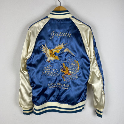 【中古品】【メンズ】 ALPHA INDUSTRIES アルファ インダストリーズ REVERSIBLE SOUVENIR JACKET TA1173-042 リバーシブル スーべニア ジャケット ライトアウター スカジャン 145-260422-ks-08-tei サイズ：S カラー：ブルー 万代Net店
