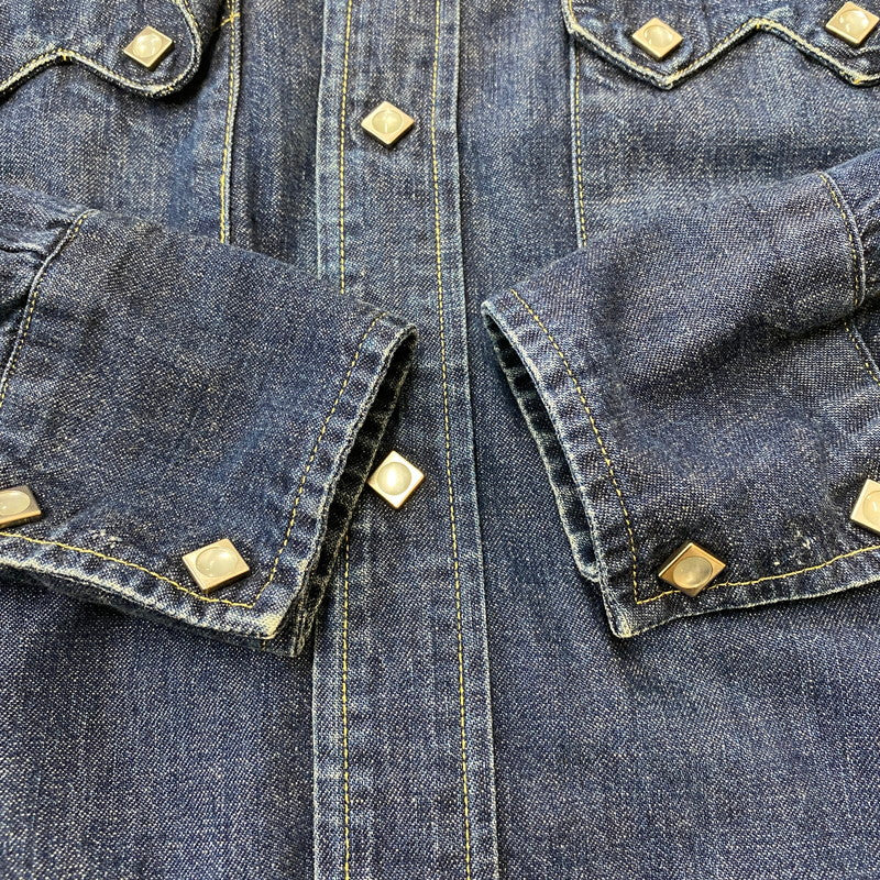【中古品】【メンズ】 90's SHORTHORN WESTERN SHIRT 61504-53 90年代 ショートホーン ウエスタン シャツ ライトアウター 145-260420-KS-10-fuzh サイズ：36 カラー：インディゴ 万代Net店
