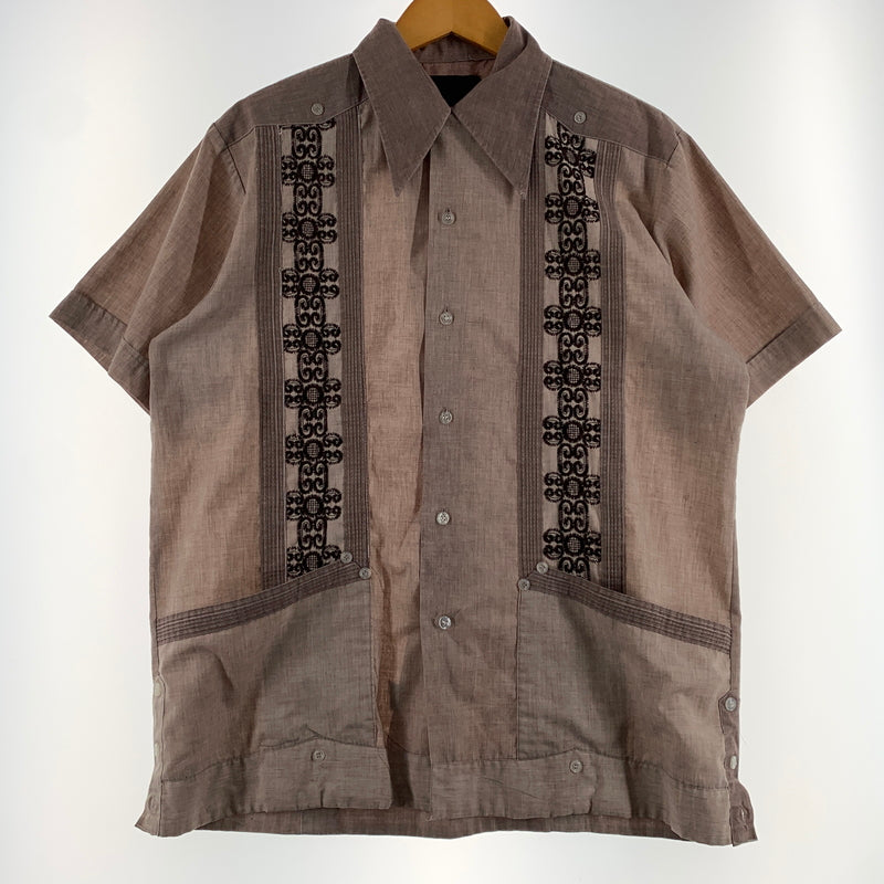 【現状渡し品】【メンズ】 GUAYABERA グァジャベーラ CUBAN SHIRT VINTAGE キューバシャツ 半袖 トップス ヴィンテージ 145-260716-ko-09-tei サイズ：M カラー：茶/紫系 万代Net店