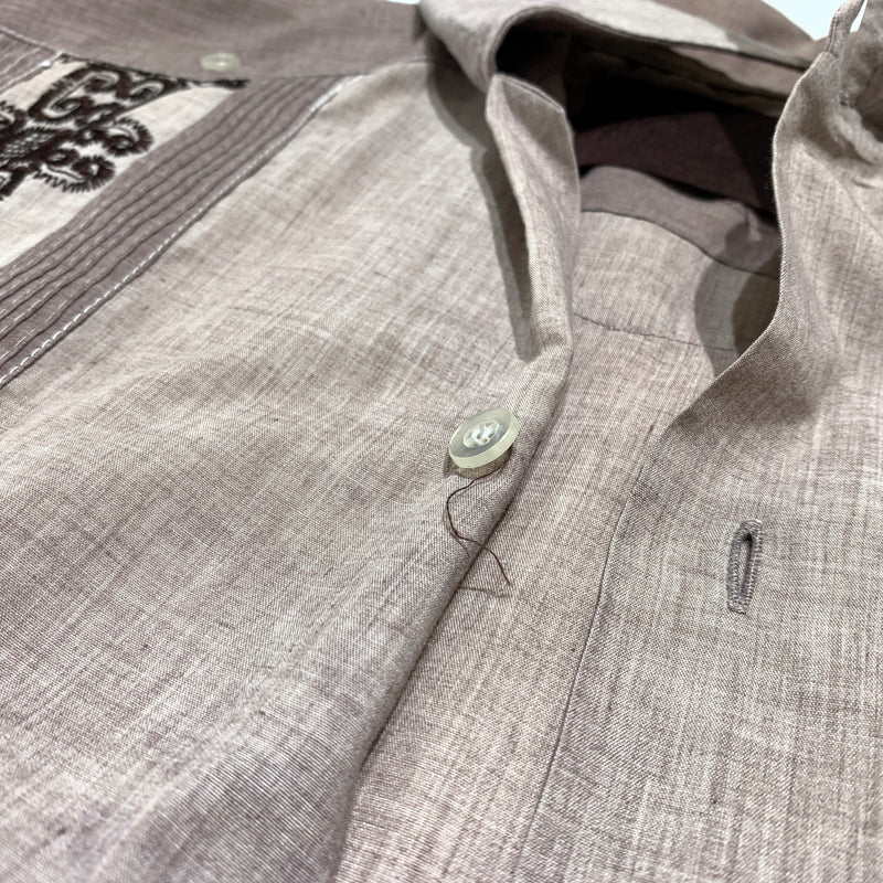 【現状渡し品】【メンズ】 GUAYABERA グァジャベーラ CUBAN SHIRT VINTAGE キューバシャツ 半袖 トップス ヴィンテージ 145-260716-ko-09-tei サイズ：M カラー：茶/紫系 万代Net店
