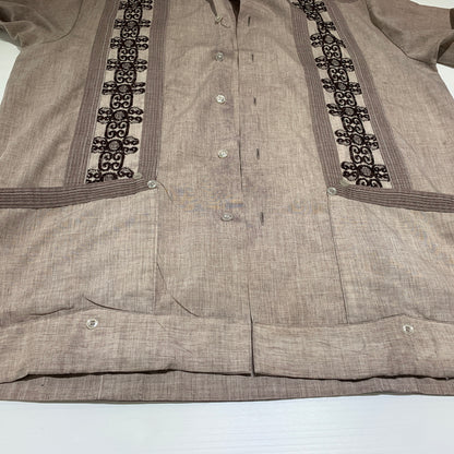 【現状渡し品】【メンズ】 GUAYABERA グァジャベーラ CUBAN SHIRT VINTAGE キューバシャツ 半袖 トップス ヴィンテージ 145-260716-ko-09-tei サイズ：M カラー：茶/紫系 万代Net店