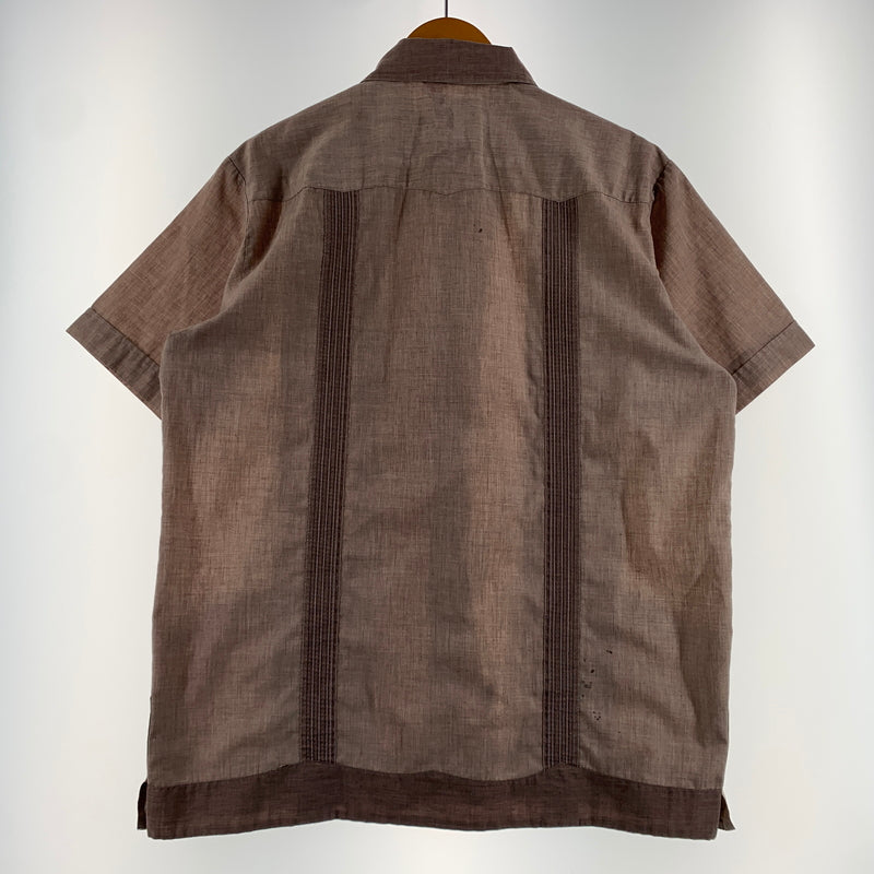 【現状渡し品】【メンズ】 GUAYABERA グァジャベーラ CUBAN SHIRT VINTAGE キューバシャツ 半袖 トップス ヴィンテージ 145-260716-ko-09-tei サイズ：M カラー：茶/紫系 万代Net店