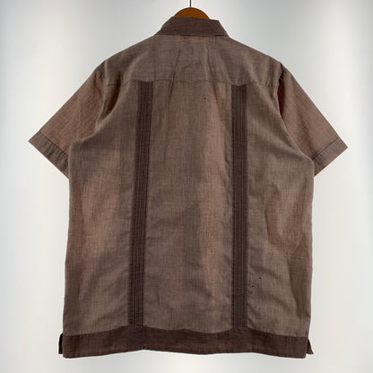【現状渡し品】【メンズ】 GUAYABERA グァジャベーラ CUBAN SHIRT VINTAGE キューバシャツ 半袖 トップス ヴィンテージ 145-260716-ko-09-tei サイズ：M カラー：茶/紫系 万代Net店