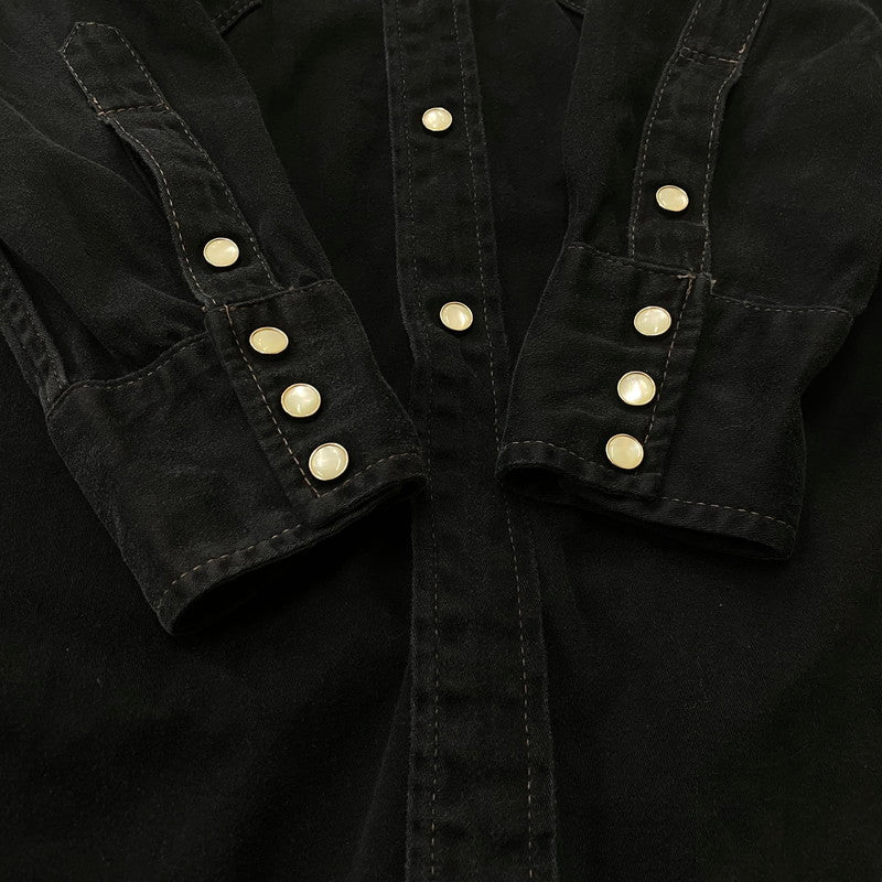 【中古品】【メンズ】 JOE McCOY ジョーマッコイ DENIM WESTERN SHIRT LOT105 デニムウエスタンシャツ トップス 145-260702-ss-06-tei サイズ：16 カラー：ブラック 万代Net店