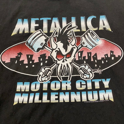 【中古品】【メンズ】 TOUR CHAMP ツアーチャンプ 90’s METALLICA MORTER CITY MILLENNIUM TOUR TEE 90年代 メタリカ モルタルシティ ミレニアム ツアー Tシャツ 半袖 トップス 145-260418-ks-03-tei サイズ：L カラー：ブラック 万代Net店