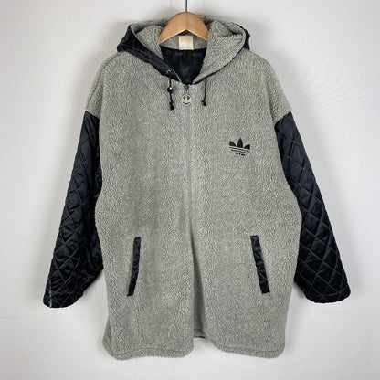 【現状渡し品】【メンズ】 adidas アディダス ARM QUILTED FLEECE JACKET AA-5147 アーム キルティング フリースジャケット アウター デサント社製 148-260415-ks-10-tei サイズ：L カラー：グレー 万代Net店
