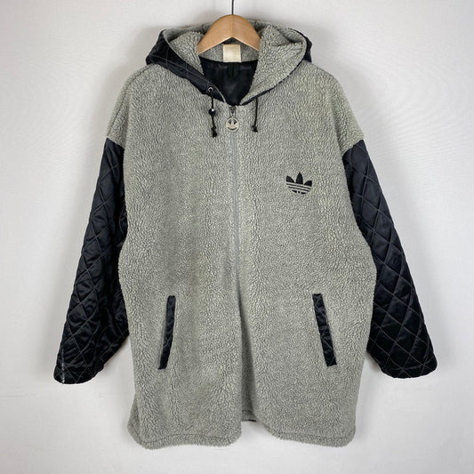 【現状渡し品】【メンズ】 adidas アディダス ARM QUILTED FLEECE JACKET AA-5147 アーム キルティング フリースジャケット アウター デサント社製 148-260415-ks-10-tei サイズ：L カラー：グレー 万代Net店
