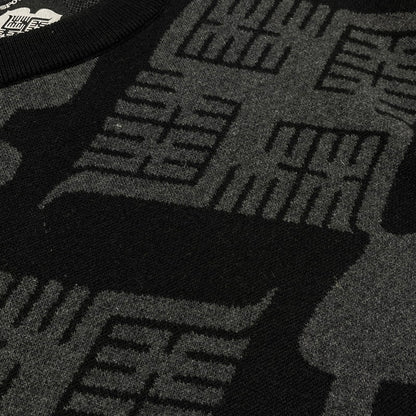 【中古品】【メンズ】 GAKKIN ガッキン × BUDSPOOL バッズプール 別注 コラボ JACQUARD SWEATER 花罰 ジャガードセーター 長袖 トップス ニット 147-260417-yo-08-tei サイズ：L カラー：ブラック/グレー 万代Net店