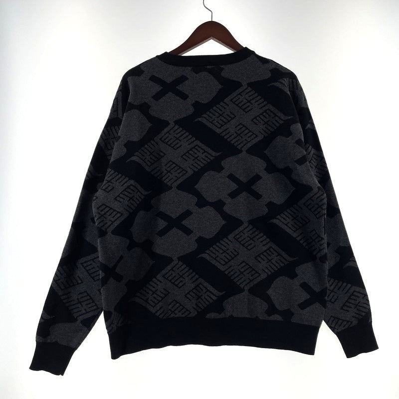【中古品】【メンズ】 GAKKIN ガッキン × BUDSPOOL バッズプール 別注 コラボ JACQUARD SWEATER 花罰 ジャガードセーター 長袖 トップス ニット 147-260417-yo-08-tei サイズ：L カラー：ブラック/グレー 万代Net店